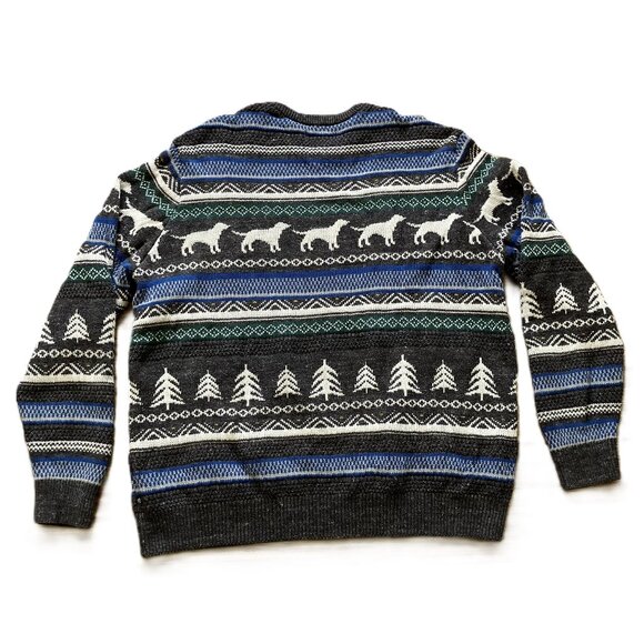 Chaps Holiday Knit Pullover Sweater Dog Fair Isle Grey/Blue CottonBlend Mens XXL - Picture 6 of 6